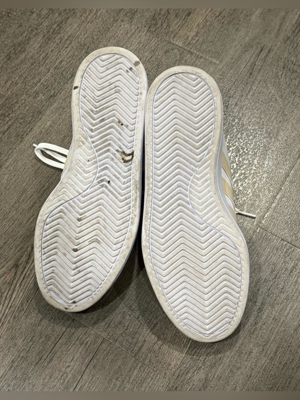 adidas Women's White Sneakers with Cream Stripes and Floral Heel - Picture 5 of 5